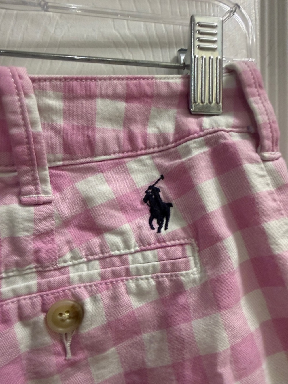 Polo by Ralph Lauren Pink and White Gingham High-Waist Shorts - Picture 3 of 4